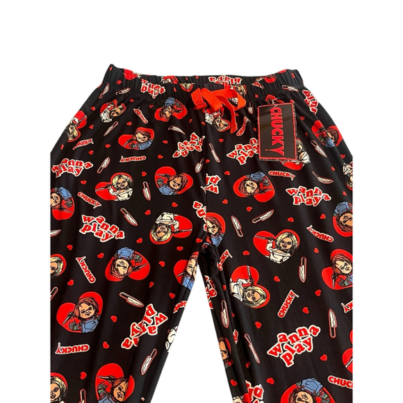 Chucky Pajama Lounge Pants Mens Size Small Black Red - Picture 2 of 10